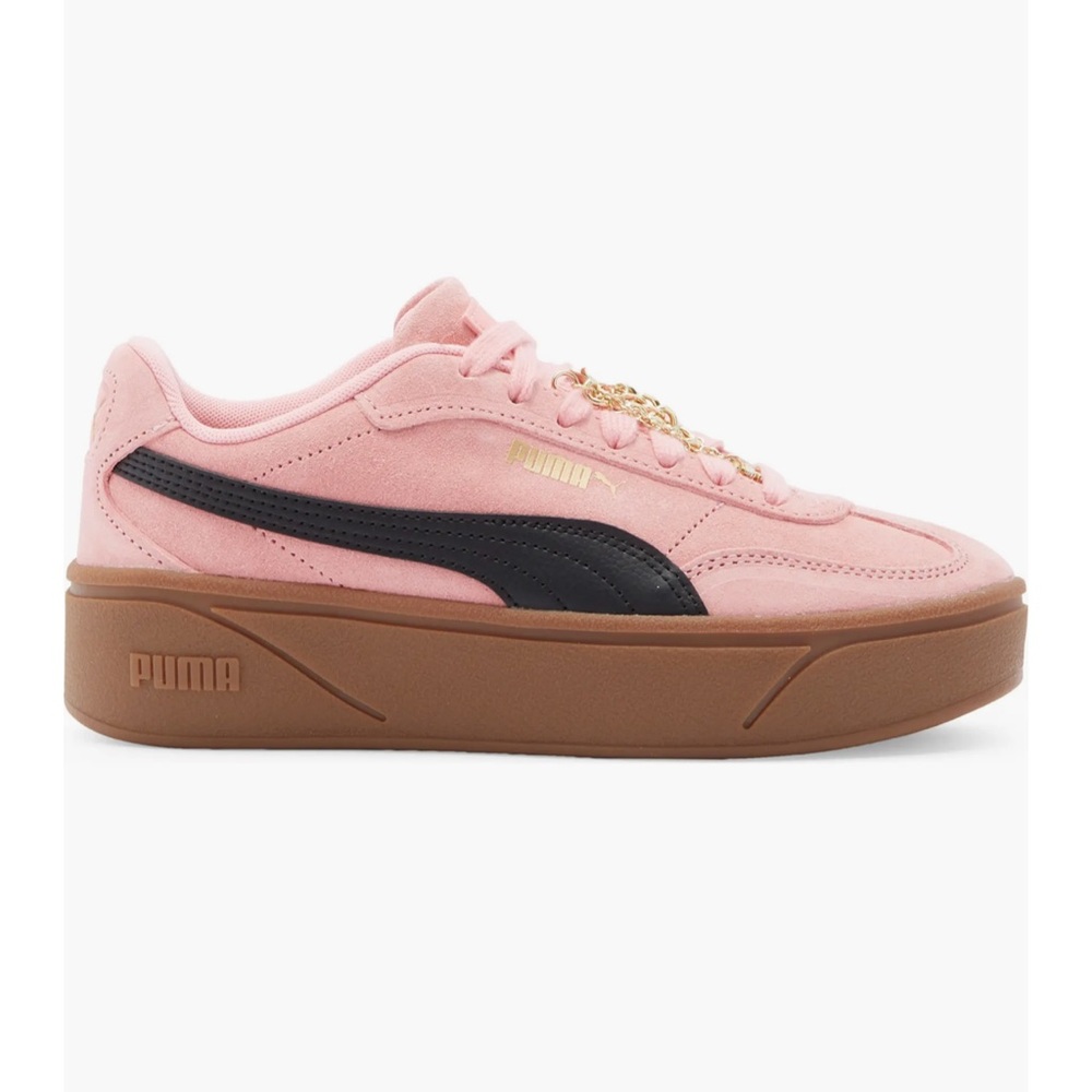 PUMA Women's Pink and Black Sneakers with Gold Accent - Picture 4 of 8